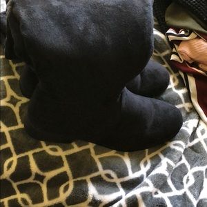 NWOT Black faux suede wide width knee high boots